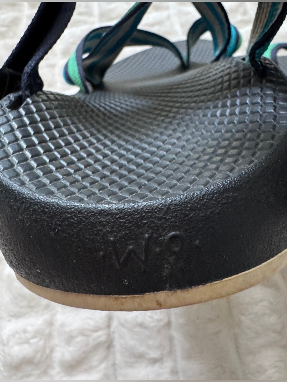 Chaco 9 Tegu Blue & Green Strap Sandals ~ Outdoor Hiking Water Adjustable - Picture 7 of 8